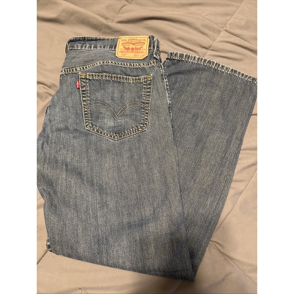 VTG Y2K Levis 569 Jeans Fits Mens 34x32 Blue Loose Straight Denim Baggy Wide Leg - Picture 2 of 11